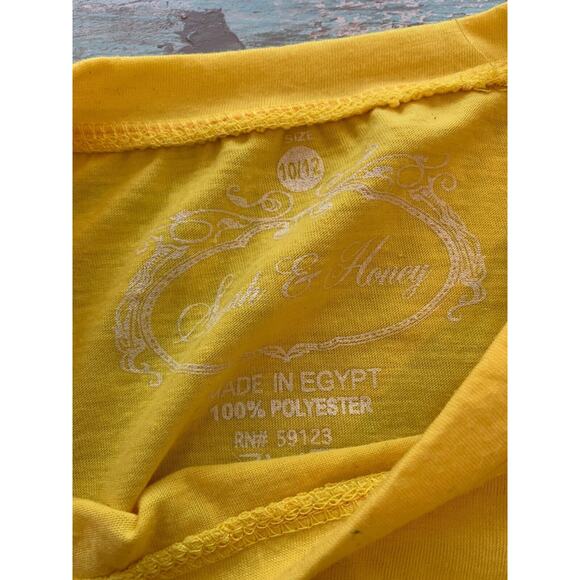 10/12 Sugah & Honey Girls Youth Yellow Tshirt Tunic Rouched Sides Star Detail - Picture 5 of 6